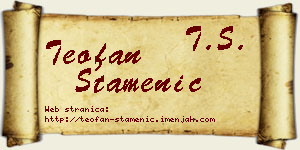 Teofan Stamenić vizit kartica